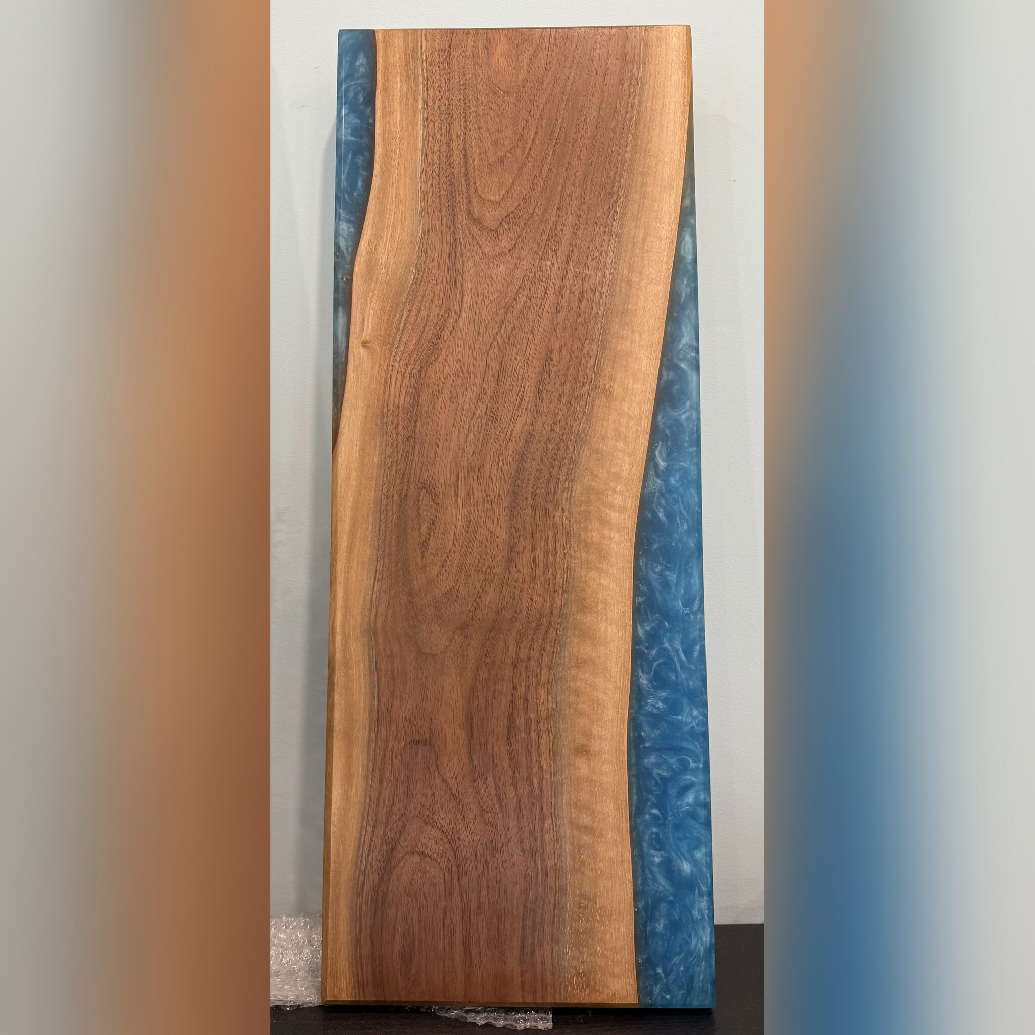 Charcuterie Board 23.5"x8.25" - Live Edge with Blue Epoxy