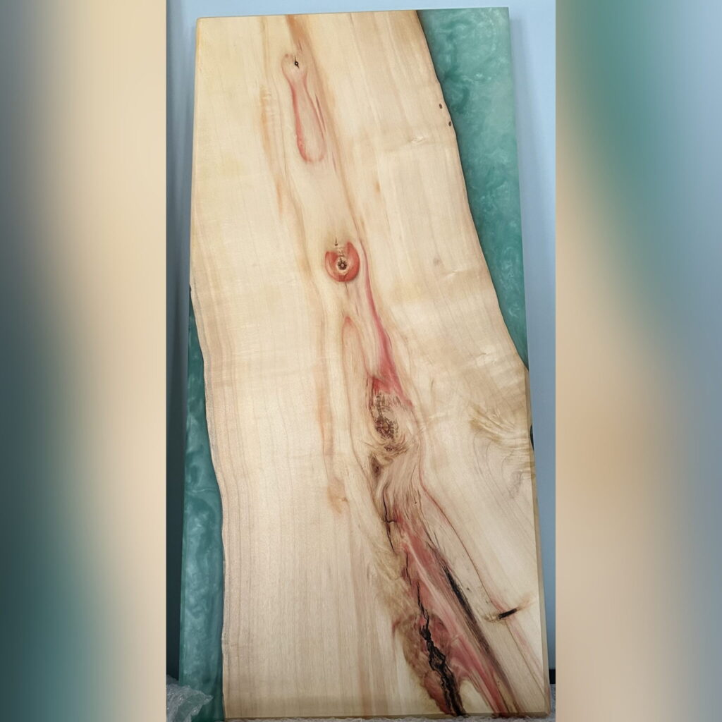 Charcuterie Board 22"x10" - Live Edge with Aquamarine Epoxy