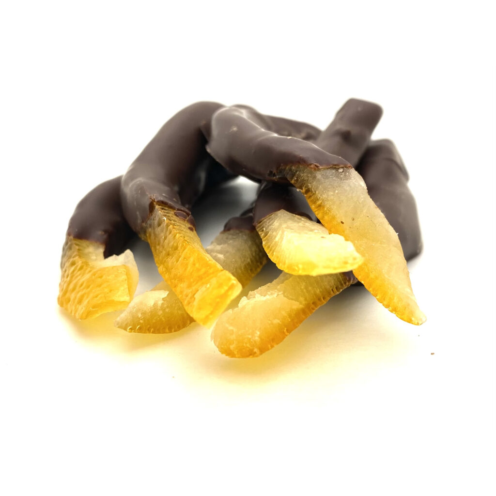 Dipped Candied Orange Peel in Dark Chocolate