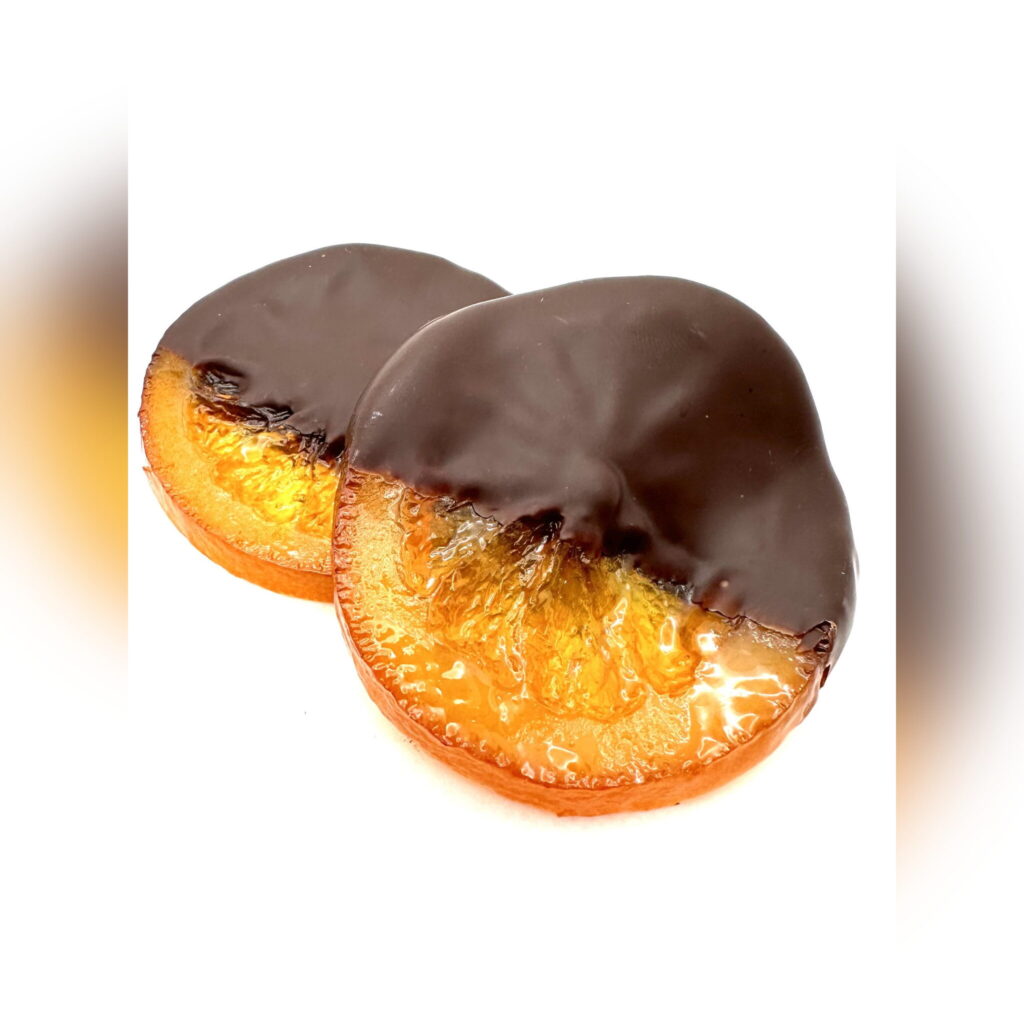 Candied Orange Slices dipped in Dark Chocolate